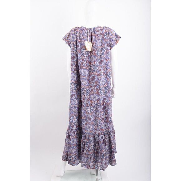 Chufy Womans Sai Tunic Midi Dress M Blue Kaftan Style Cotton Silk Blend NWT - Picture 5 of 6